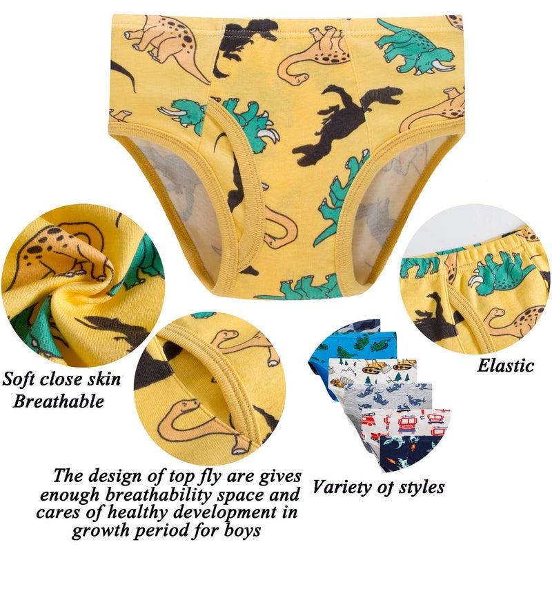 Boboking Little Boys Briefs Dinosaur Truck Toddler Kids Underwear 5Yrs - Image 2